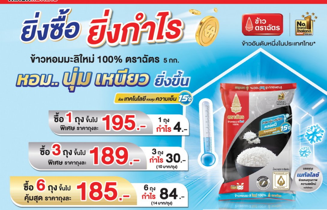 “ข้าวตราฉัตร” ชวนช้อปข้าว 2 แบบ 2 สไตล์ ยิ่งซื้อ ยิ่งกำไร คุ้มแล้ว คุ้มอีก! ที่แม็คโคร 