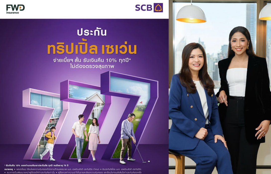 ไทยพาณิชย์และเอฟดับบลิวดี มอบทางเลือกสร้างความมั่งคั่ง เปิดตัวประกันทริปเปิ้ล เซเว่น ปั๊มเบี้ยใหม่ครึ่งปีหลัง ครองเบอร์หนึ่งตลาด Bancassurance