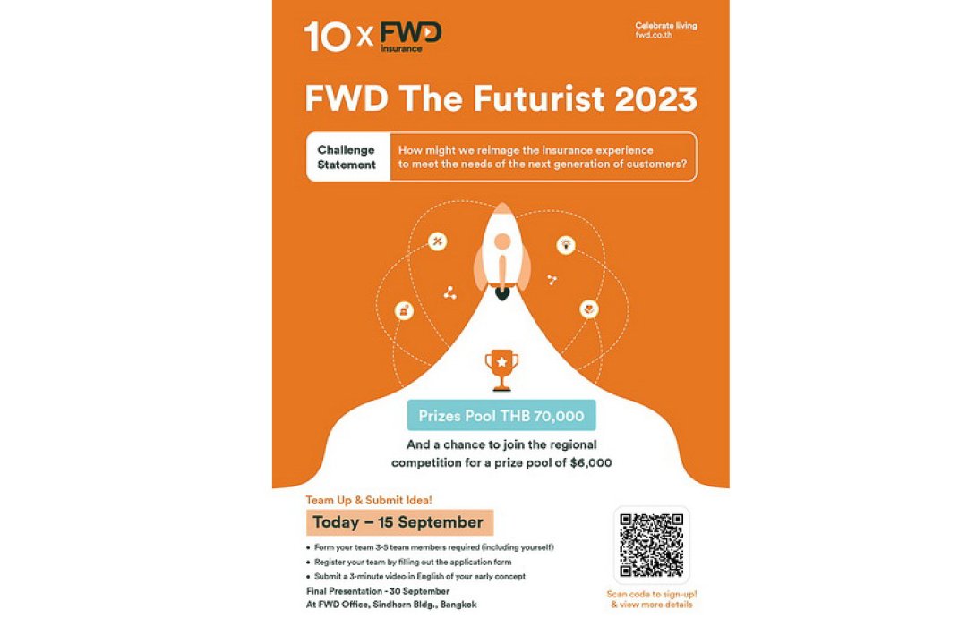 FWD ประกันชีวิต จัด “FWD The Futurist 2023” ชวนกลุ่ม Young Gen ประชันไอเดียสร้างสรรค์นวัตกรรมที่แตกต่าง เพื่อร่วมเปลี่ยนมุมมองของผู้คนที่มีต่อการประกันชีวิต