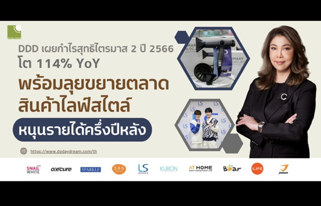 DDD เผยกำไรสุทธิไตรมาส 2 ปี 2566 โต 114% YoY 