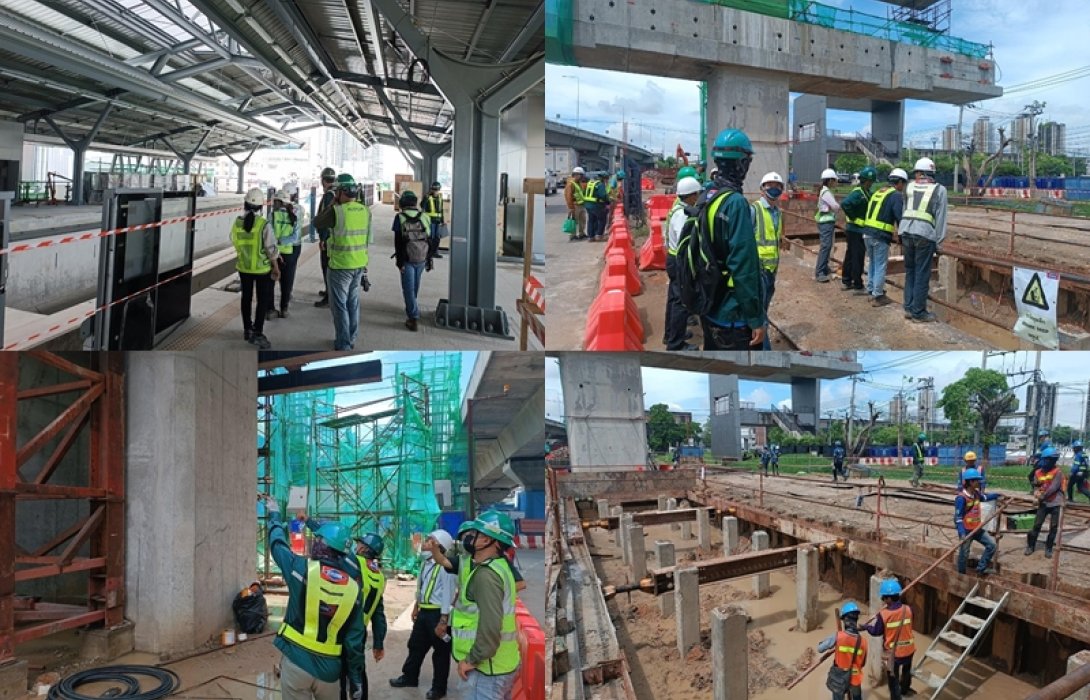 รฟม.ลงพื้นที่เช็กการปฏิบัติงานก่อสร้างรถไฟฟ้าสีชมพู กำชับผู้รับเหมาปฏิบัติงานเข้มงวด เน้นความปลอดภัยสูงสุด