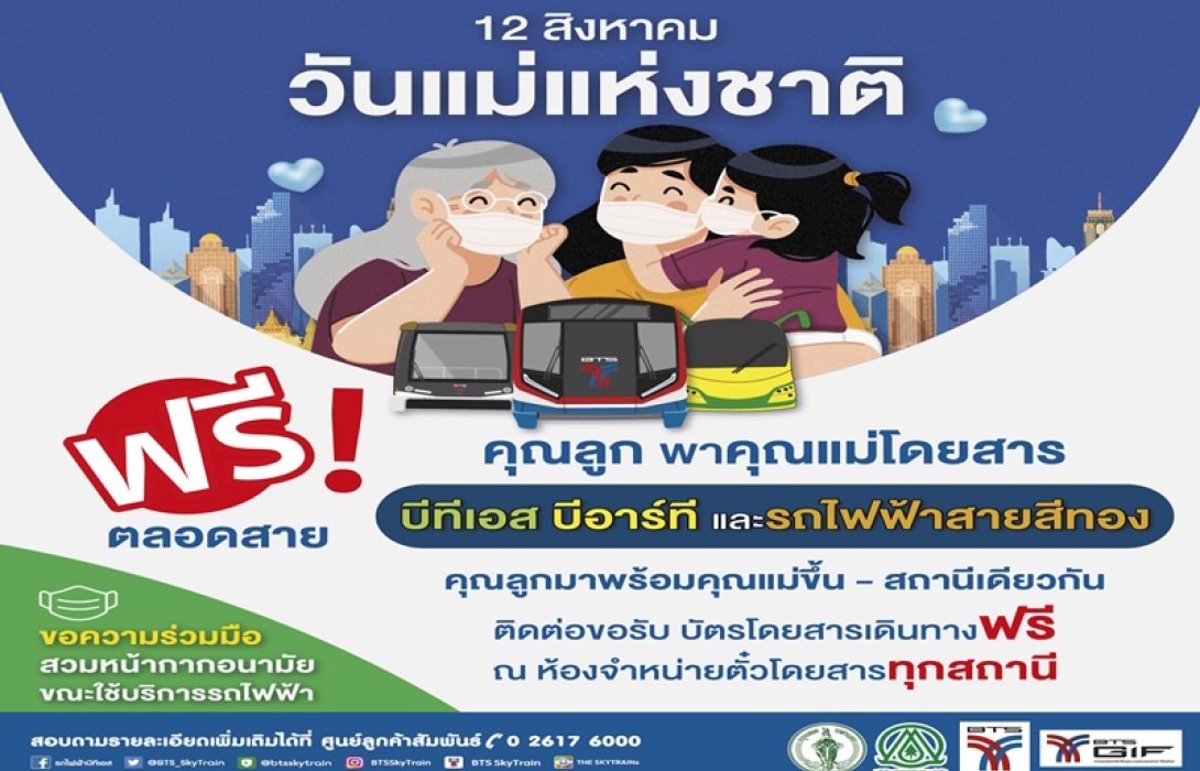 เส้นทางบอกรัก 12 สิงหา พาคุณแม่โดยสารบีทีเอส-สายสีทอง-บีอาร์ที ฟรี พร้อมชี้จุดเสริมดวงชะตา เฮง ปัง ตลอดเดือน   