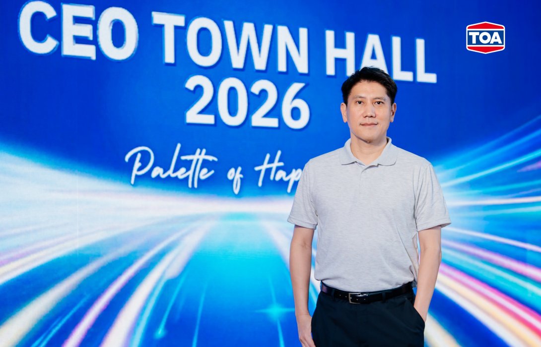 TOA ประกาศวิชั่นใหม่ประเดิมต้นปี 69 ชู กลยุทธ์ 5 เสาหลัก - ผสาน AI พัฒนาคน ทรานส์ฟอร์มองค์กร - เดินหน้าพันธกิจรักษ์โลก Net Zero ก้าวสู่ผู้นำอุตสาหกรรมตกแต่งพื้นผิวและวัสดุก่อสร้างยั่งยืน
